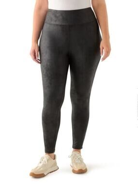 Crown Ivy Black Faux Leather Look Leggings XL Club Witch Goth Indie Grunge  NEW